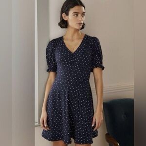 Boden Kassidy Navy Polka Dot Jersey Dress EXCELLENT CONDITION, Size 12